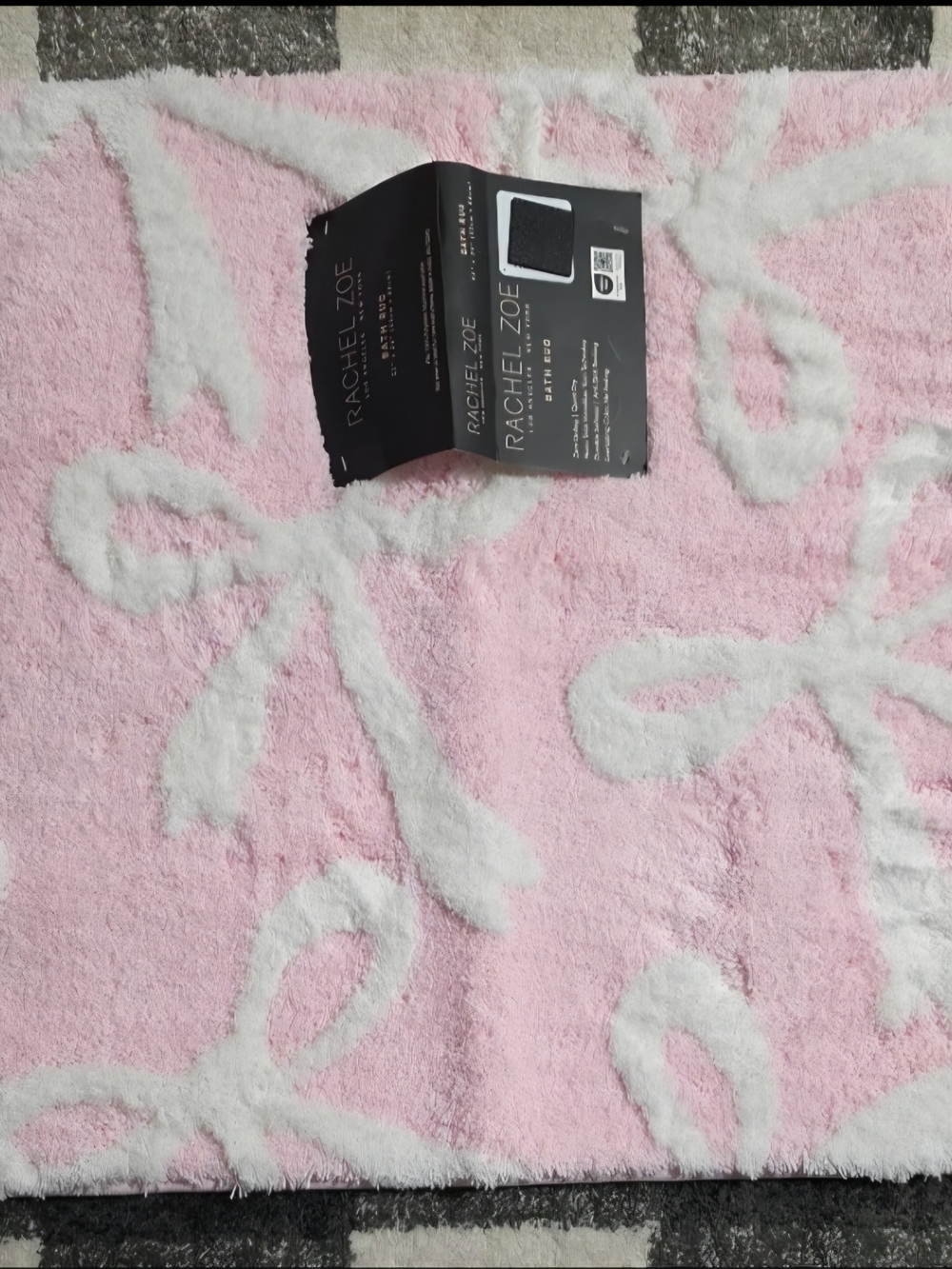 ♥️New! Rachel Zoe Pink Bow Bath Rug 21x34 Coquette Pastel Aesthetic Plush Mat.